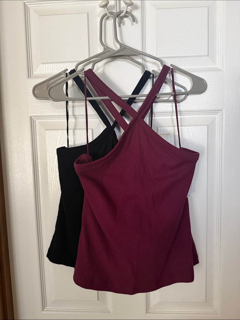 Old Navy Ribbed Cross-neck Camisole Tank - Burgundy & Black